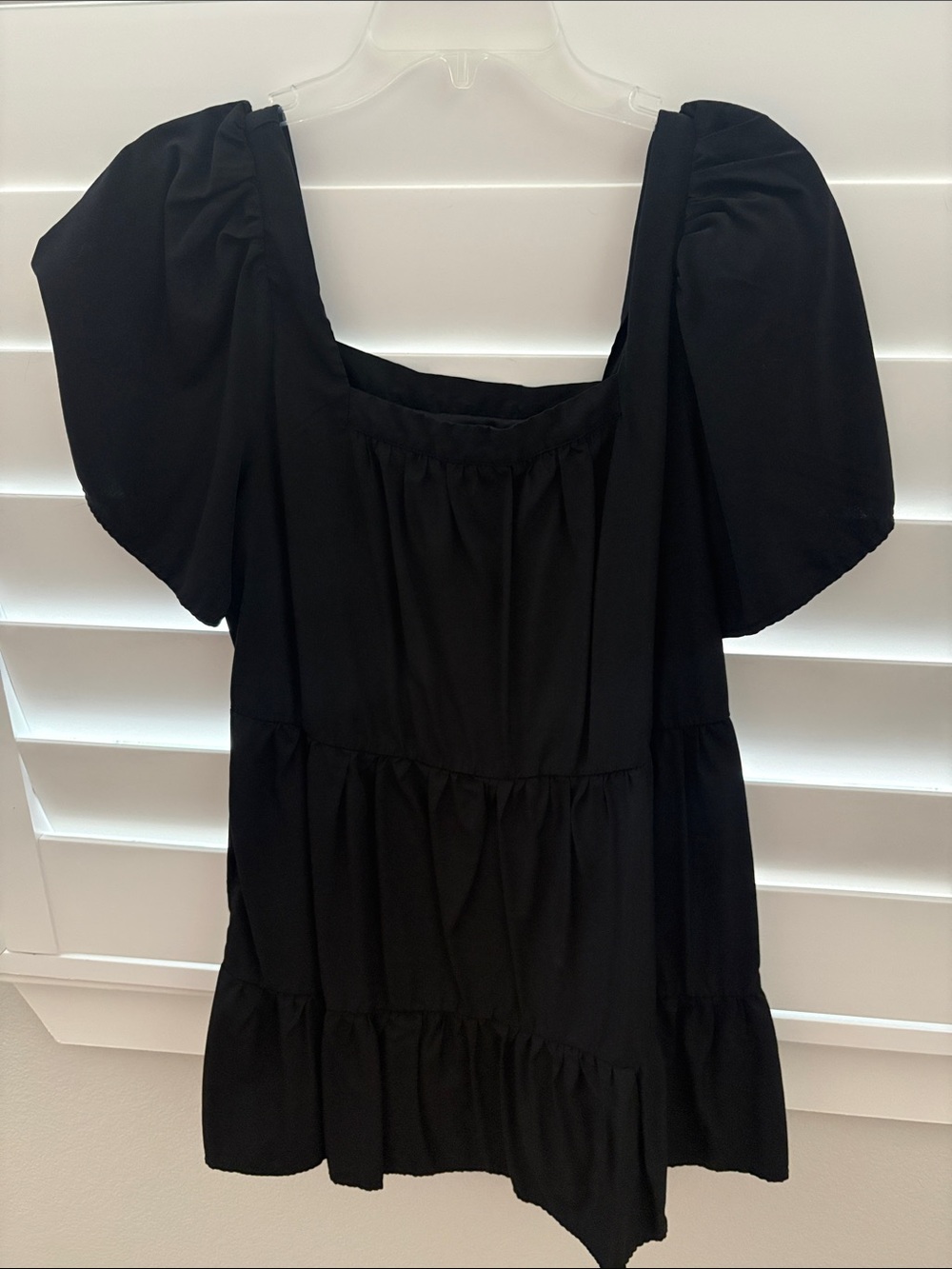 Altar'd State Black Square Neck Puff Sleeve Tunic
